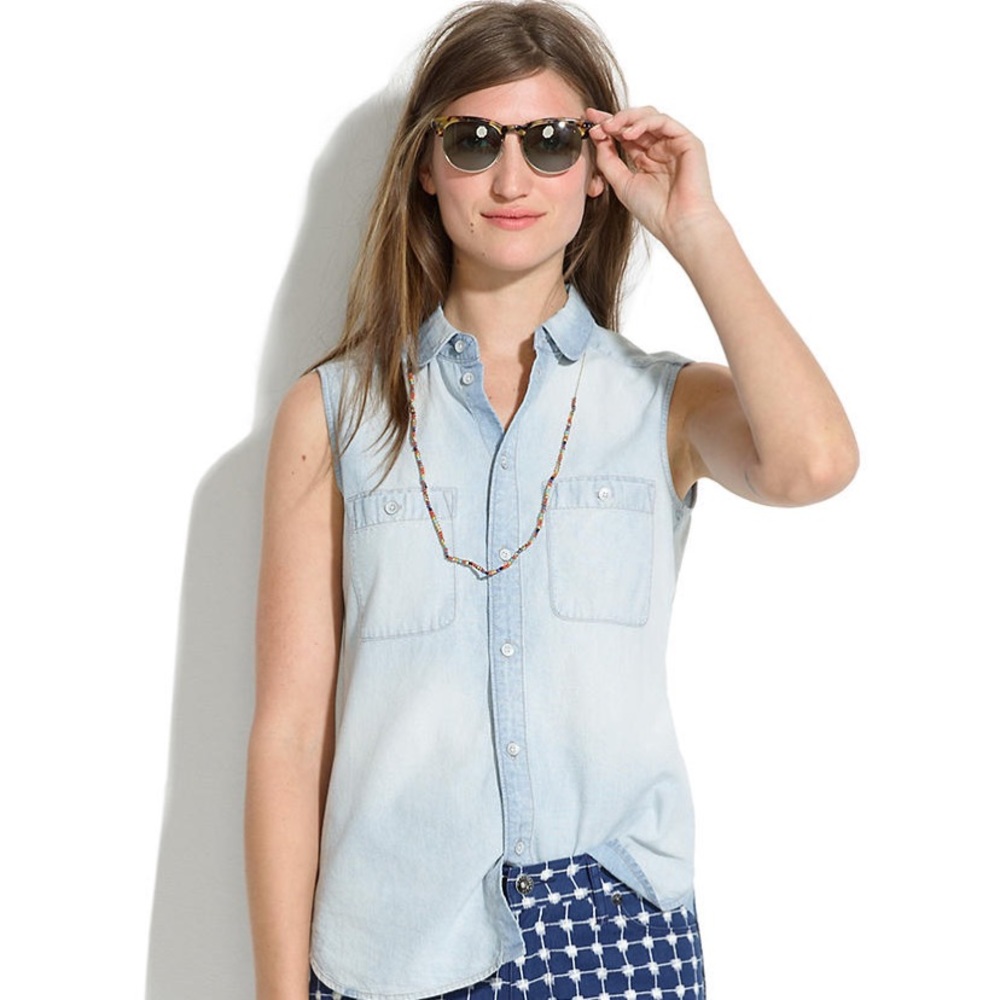 Madewell Sleeveless Chambray Top Size M